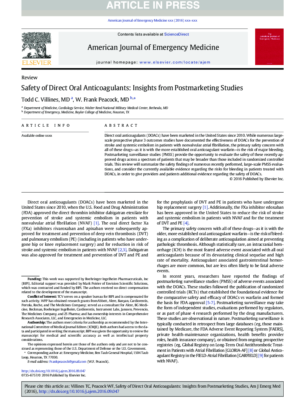 Safety of direct oral anticoagulants: insights from postmarketing studies