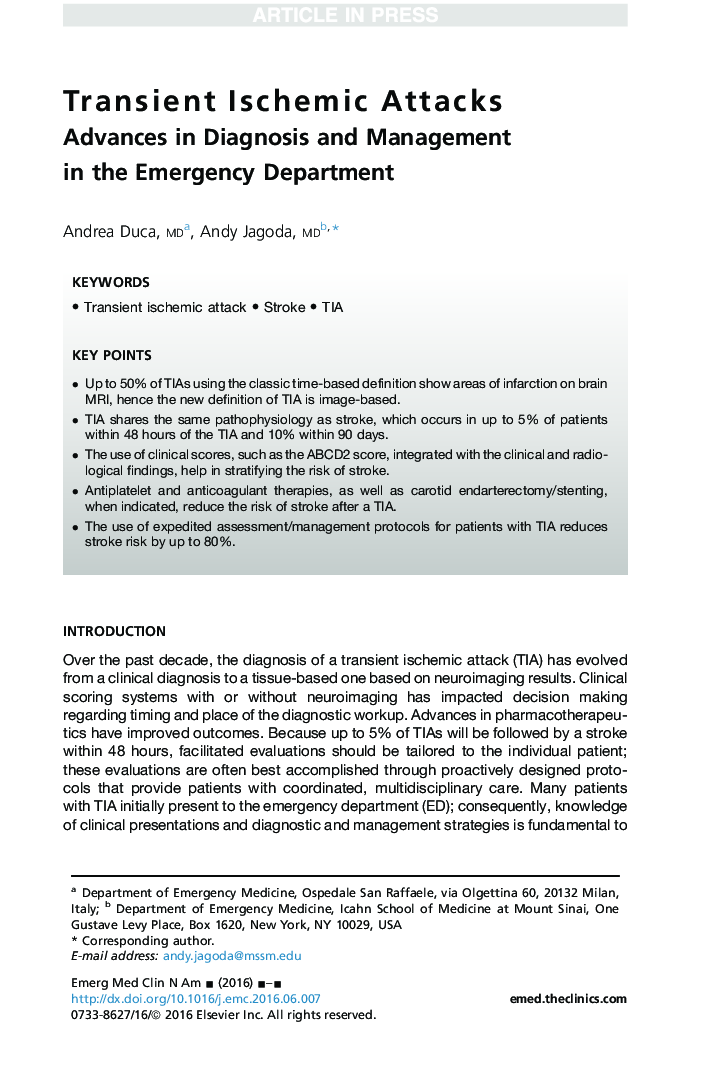 Transient Ischemic Attacks