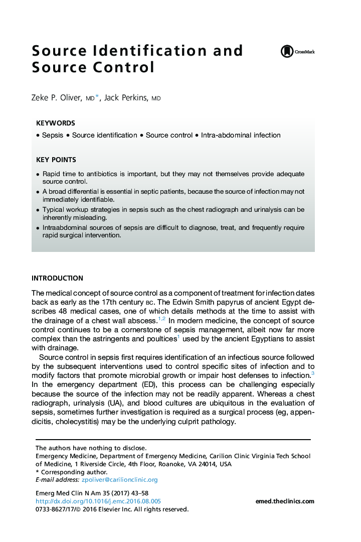 Source Identification and Source Control