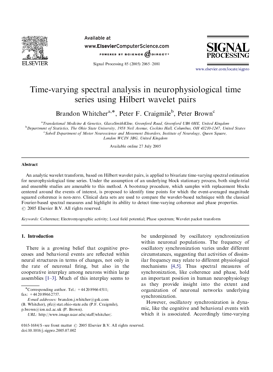 Time-varying spectral analysis in neurophysiological time series using Hilbert wavelet pairs