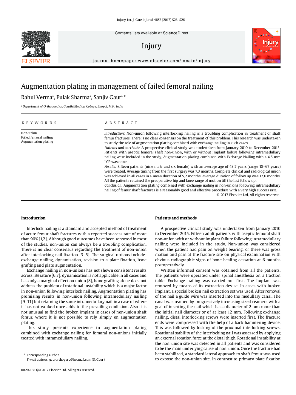 Augmentation plating in management of failed femoral nailing