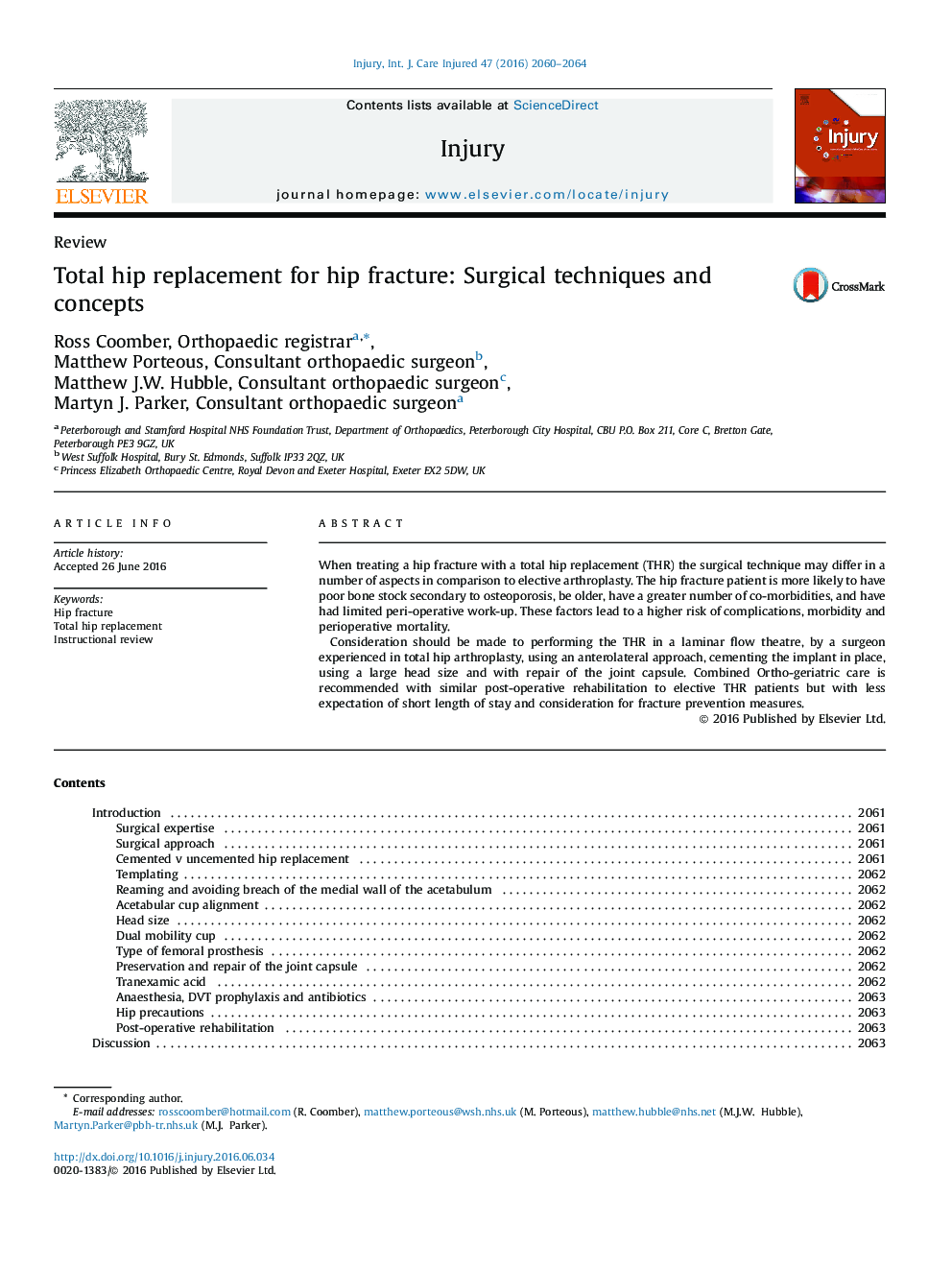 Total hip replacement for hip fracture: Surgical techniques and concepts