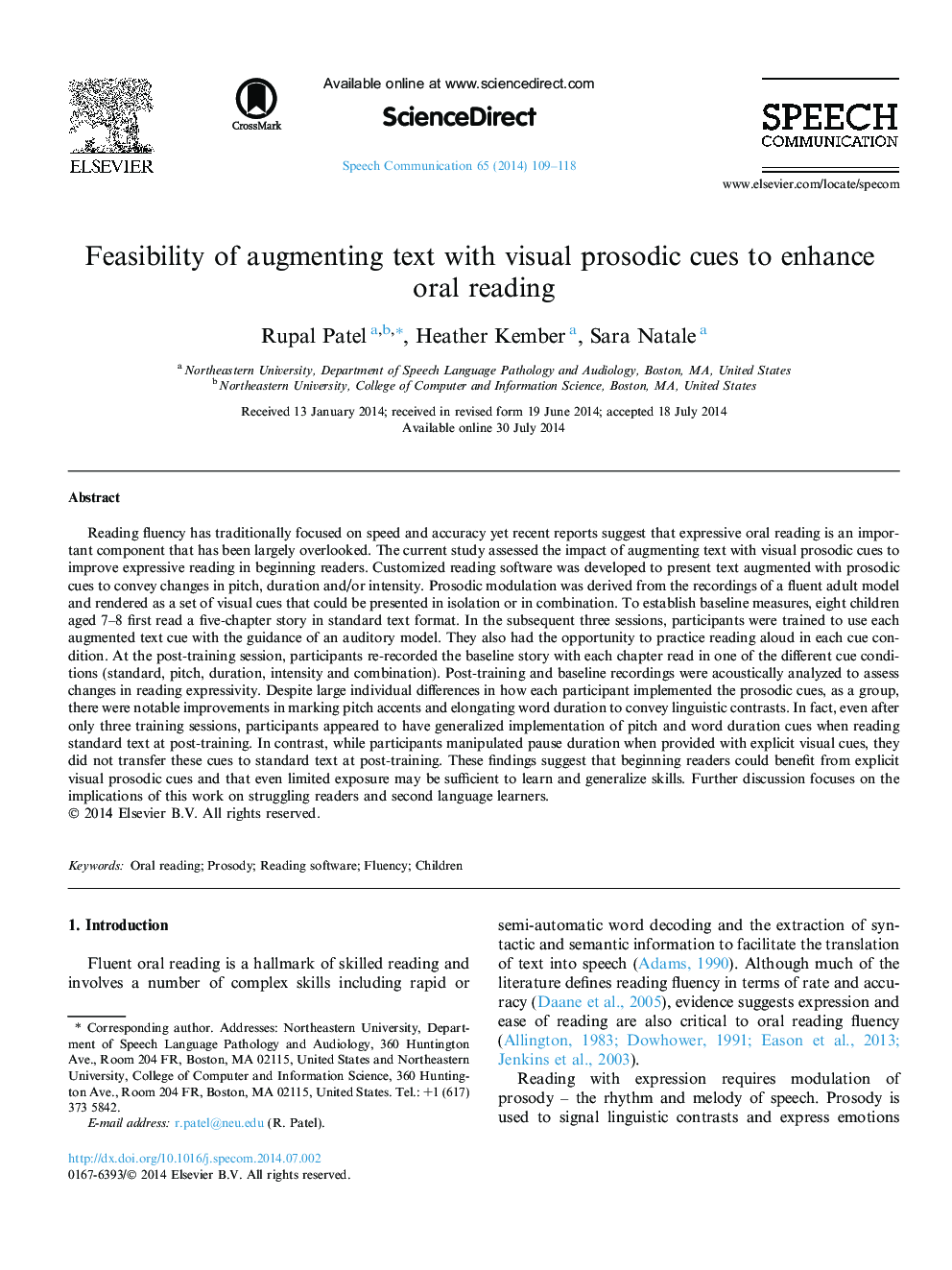 Feasibility of augmenting text with visual prosodic cues to enhance oral reading