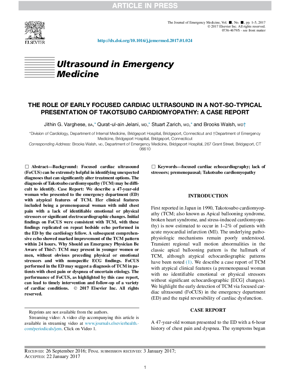 The Role of Early Focused Cardiac Ultrasound in a Not-So-Typical Presentation of Takotsubo Cardiomyopathy: A Case Report