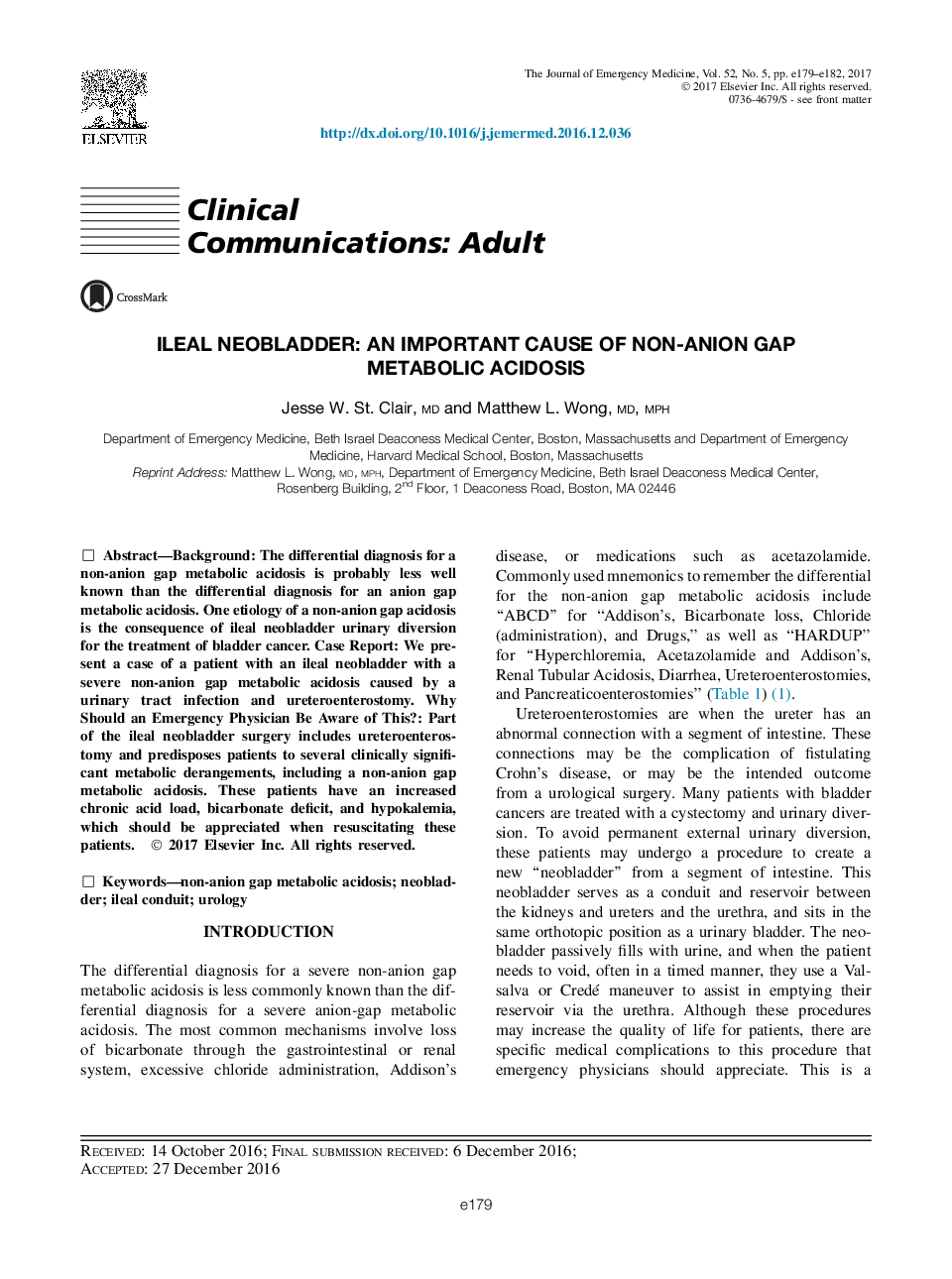 مثانه نو Ileal : یک دلیل مهم از اسیدوز متابولیک شکاف غیرآنیونی