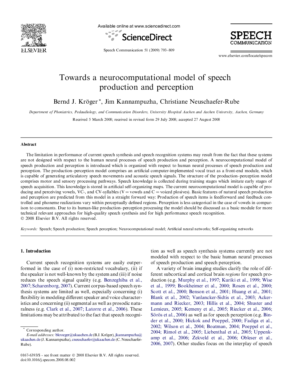 Towards a neurocomputational model of speech production and perception