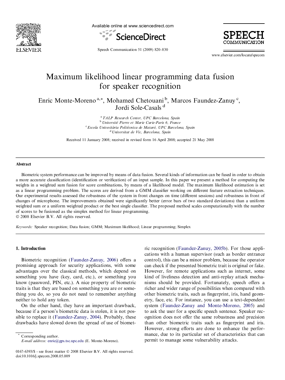 Maximum likelihood linear programming data fusion for speaker recognition