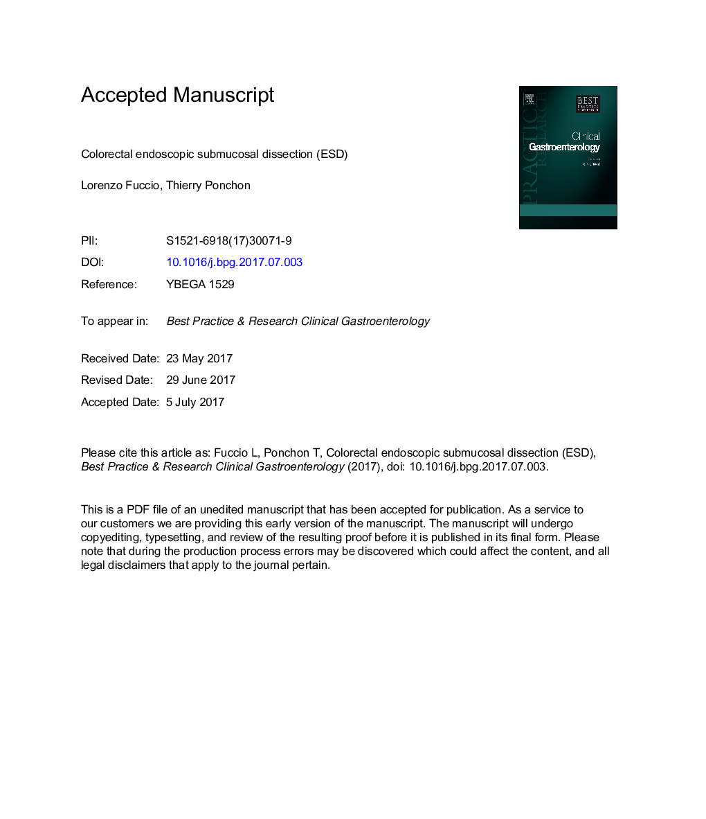 Colorectal endoscopic submucosal dissection (ESD)