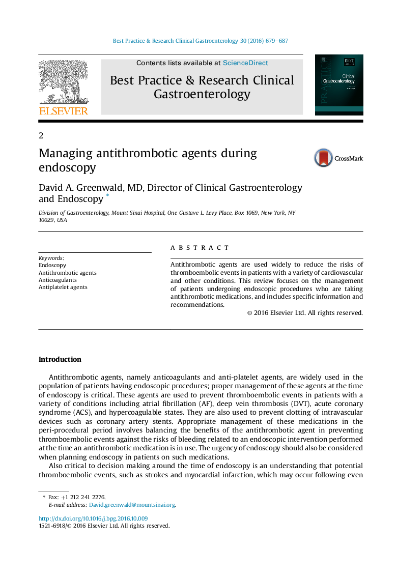 Managing antithrombotic agents during endoscopy