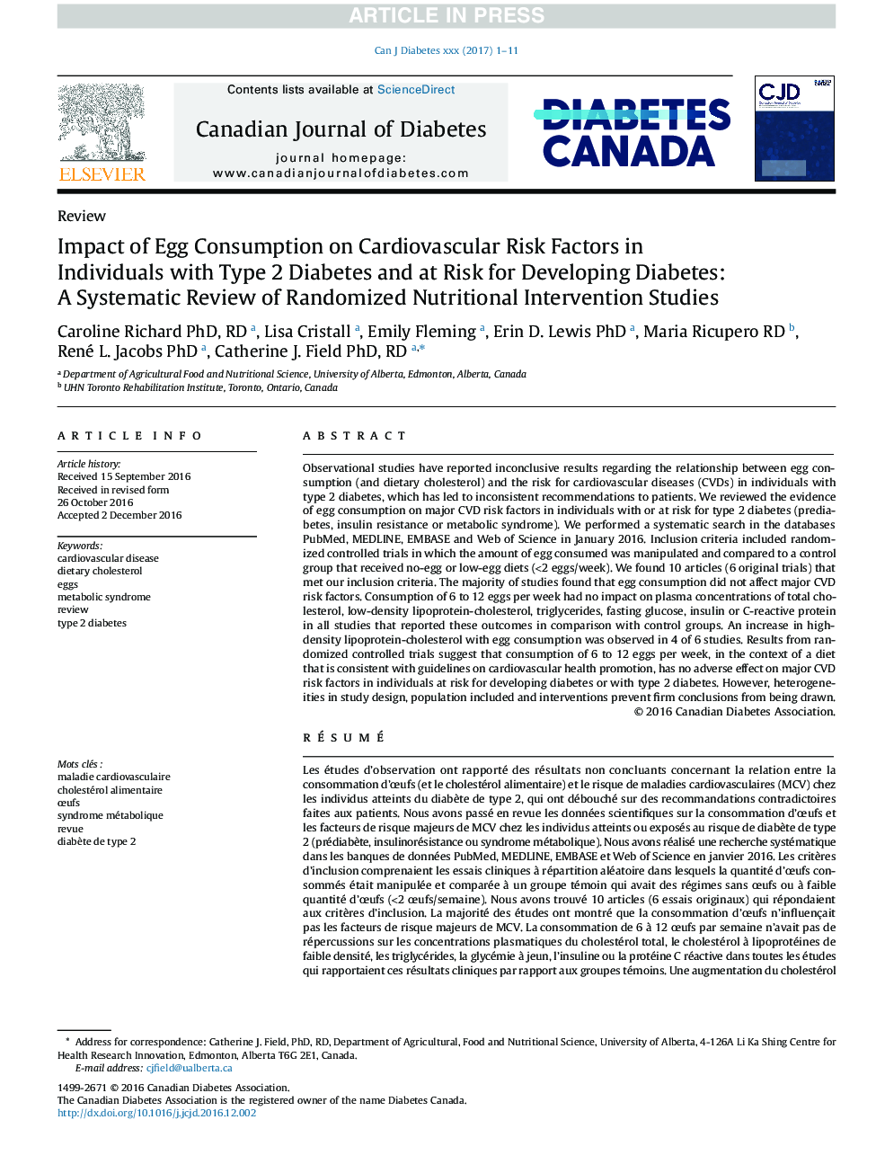 Impact of Egg Consumption on Cardiovascular Risk Factors in Individuals with Type 2 Diabetes and at Risk for Developing Diabetes: A Systematic Review of Randomized Nutritional Intervention Studies