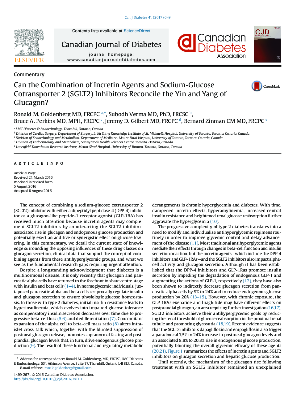 Can the Combination of Incretin Agents and Sodium-Glucose Cotransporter 2 (SGLT2) Inhibitors Reconcile the Yin and Yang of Glucagon?