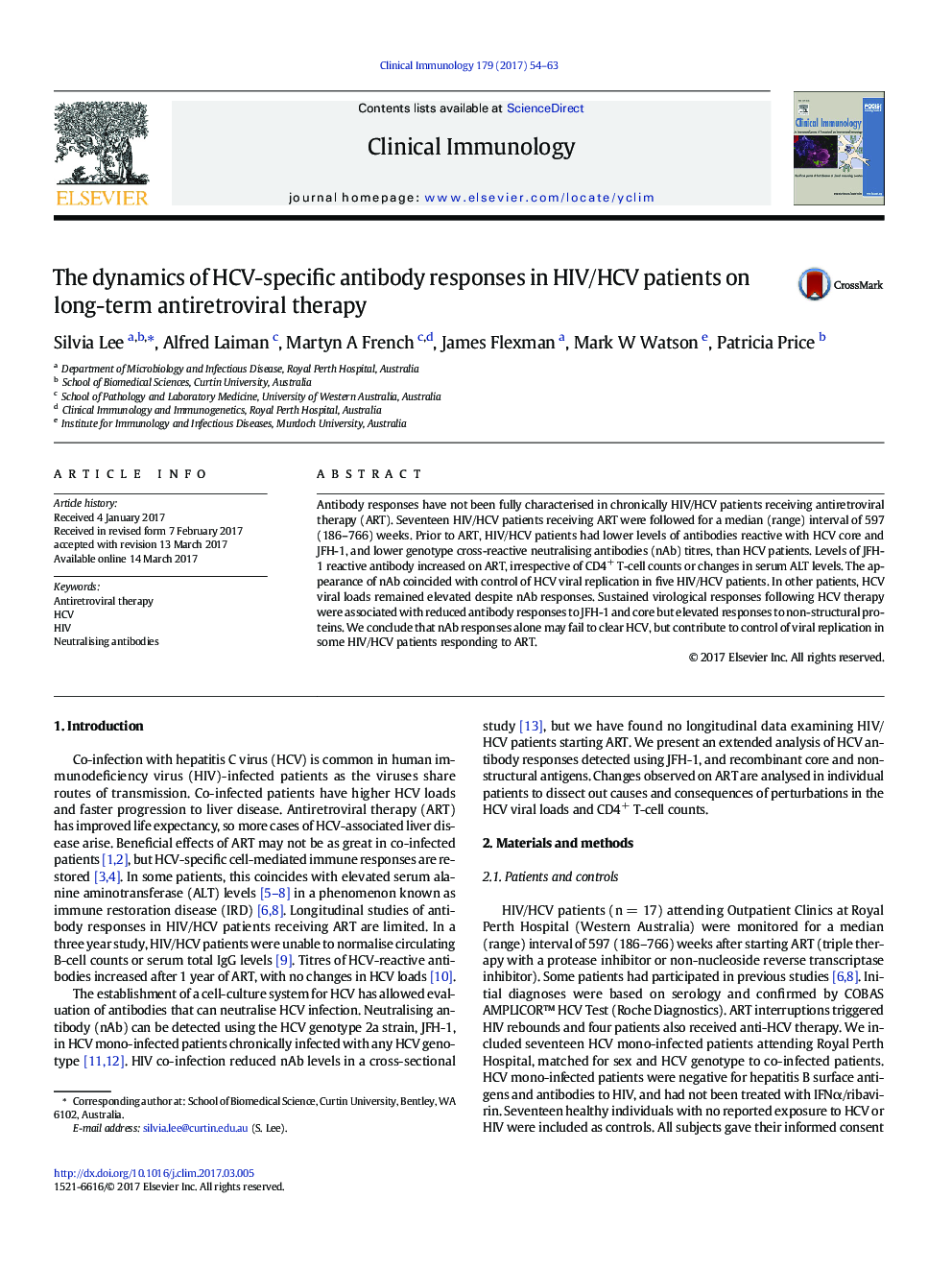 The dynamics of HCV-specific antibody responses in HIV/HCV patients on long-term antiretroviral therapy