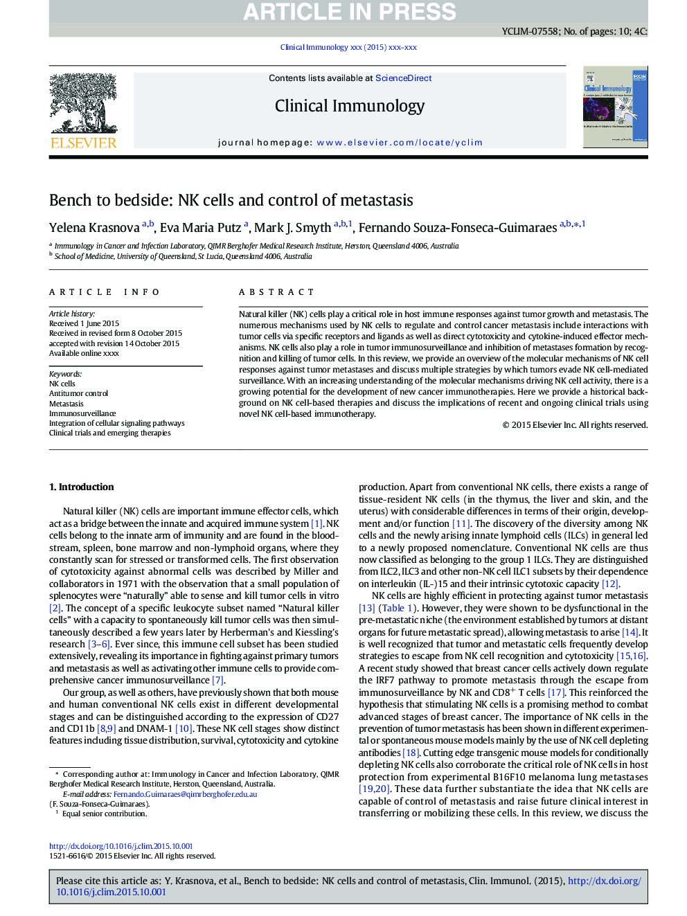 Bench to bedside: NK cells and control of metastasis