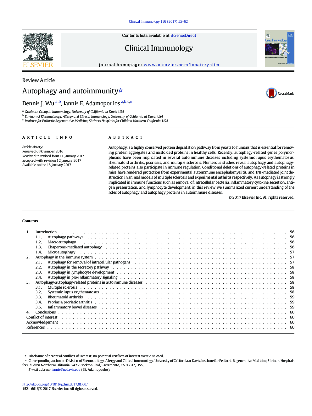 Autophagy and autoimmunity