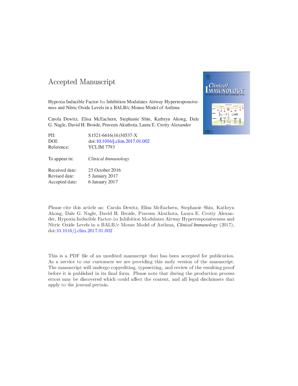 Hypoxia-inducible factor-1Î± inhibition modulates airway hyperresponsiveness and nitric oxide levels in a BALB/c mouse model of asthma