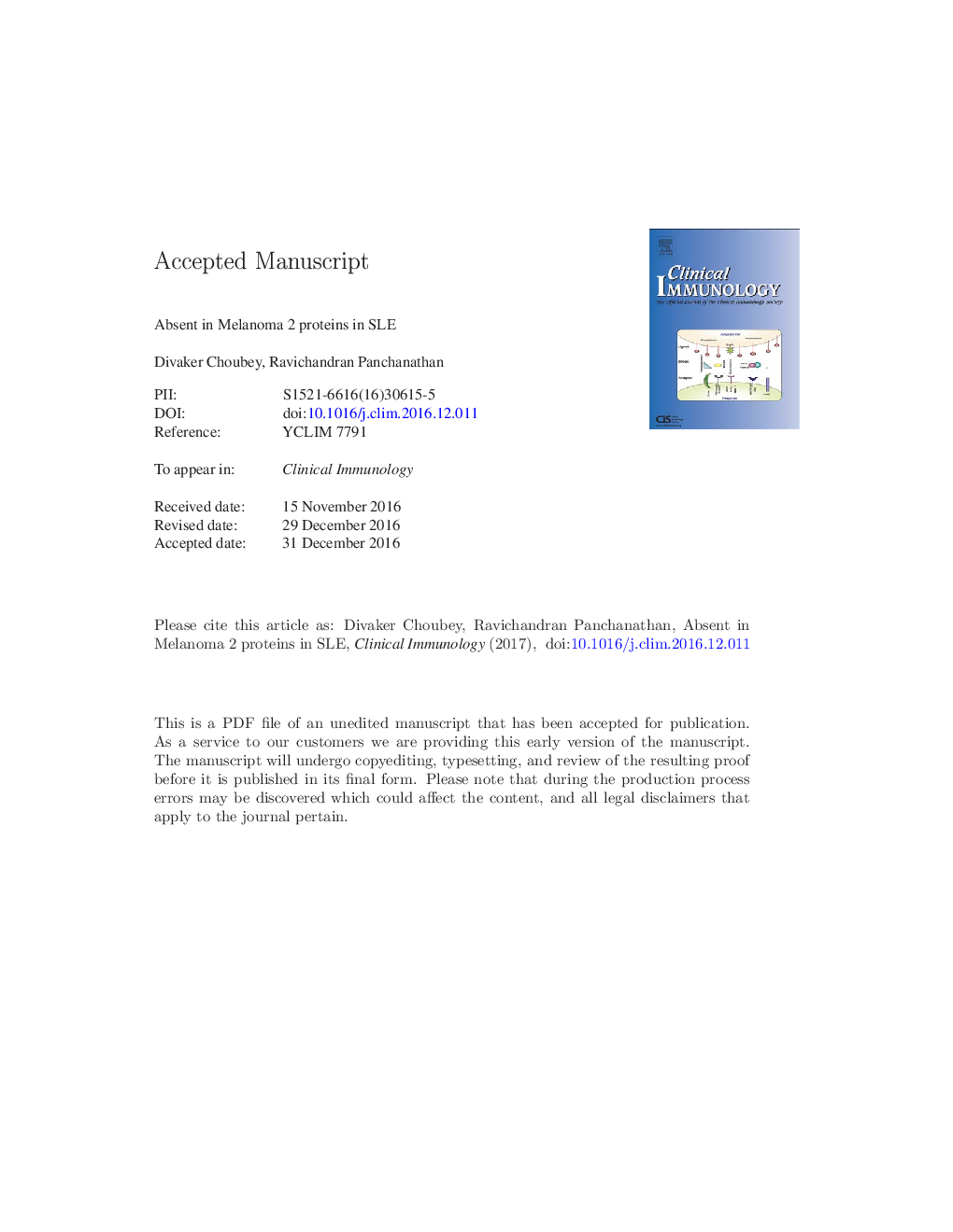 Absent in Melanoma 2 proteins in SLE