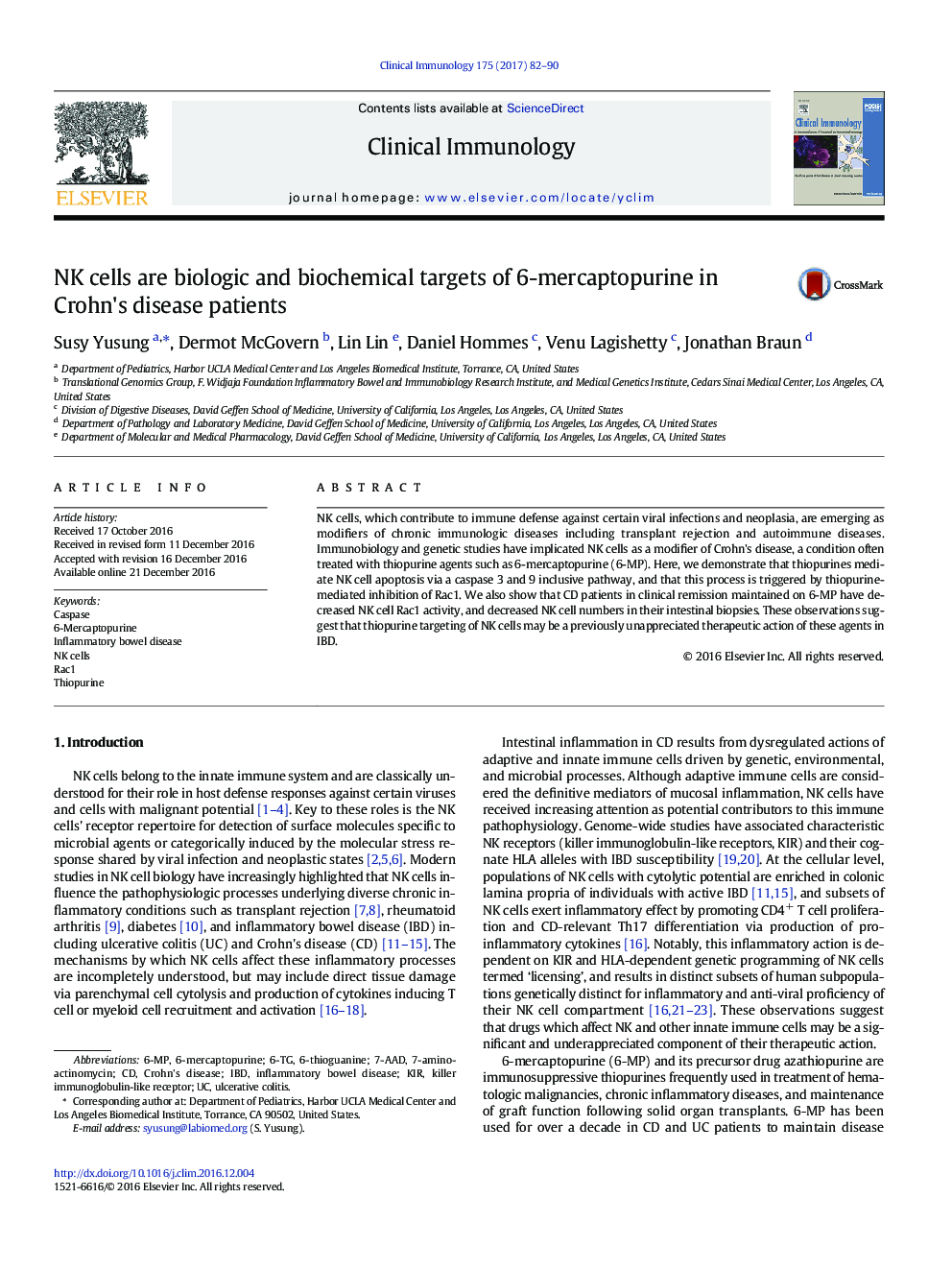 NK cells are biologic and biochemical targets of 6-mercaptopurine in Crohn's disease patients