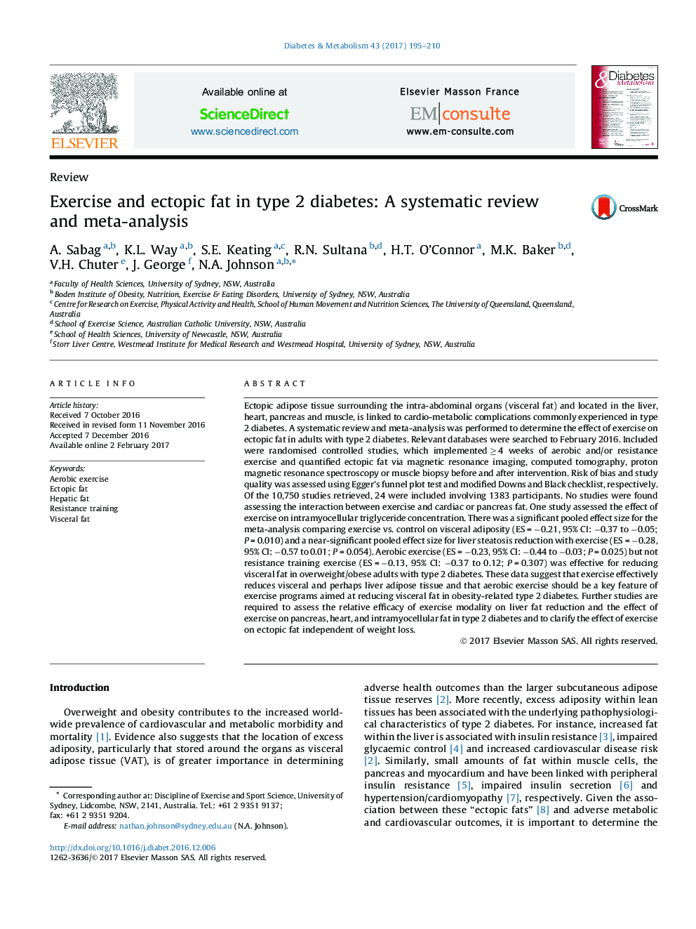 Exercise and ectopic fat in type 2 diabetes: A systematic review and meta-analysis