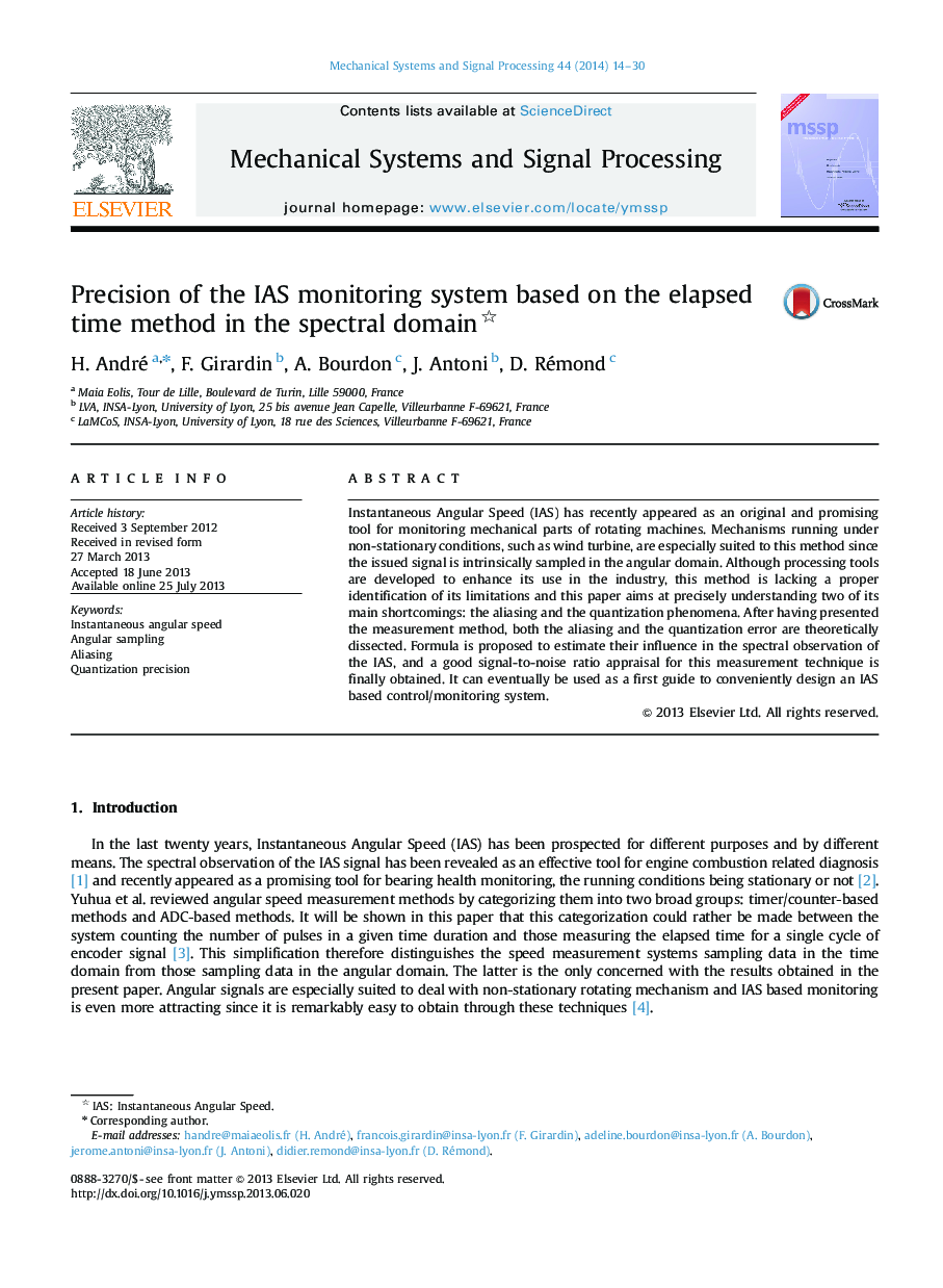 Precision of the IAS monitoring system based on the elapsed time method in the spectral domain 