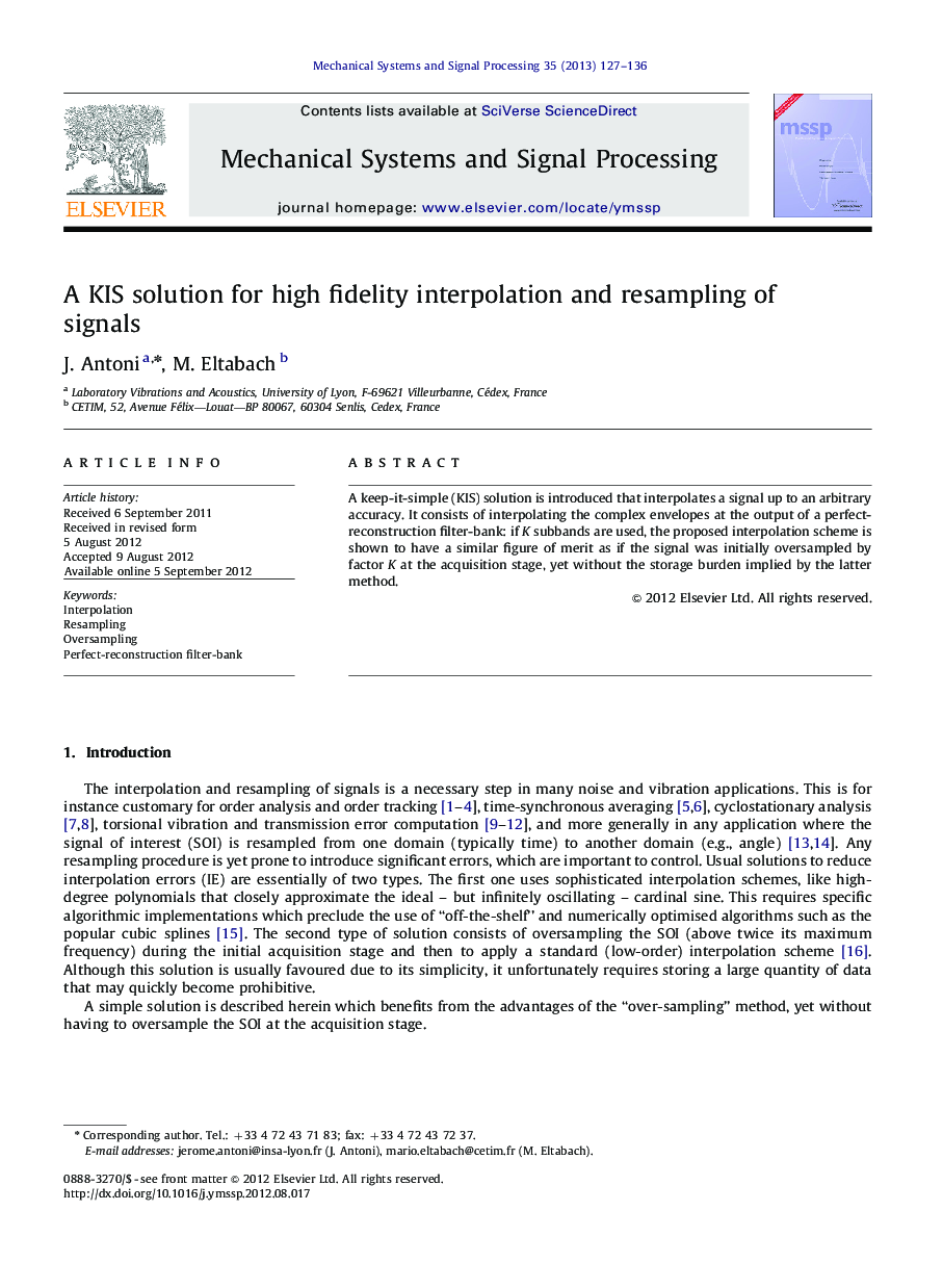 A KIS solution for high fidelity interpolation and resampling of signals