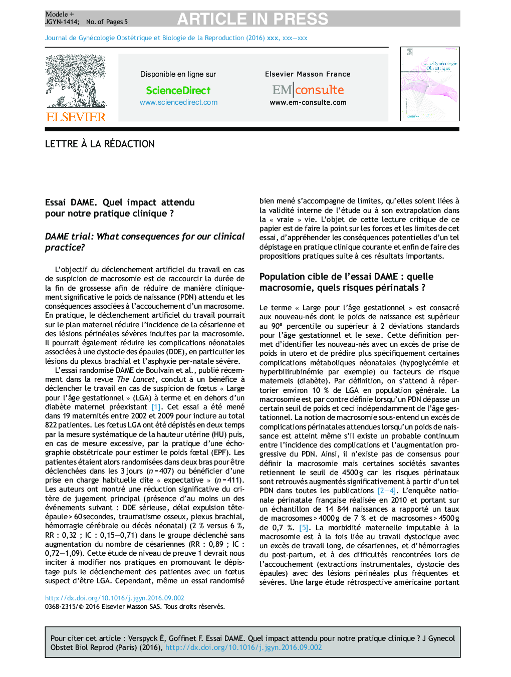 Essai DAME. Quel impact attendu pour notre pratique cliniqueÂ ?