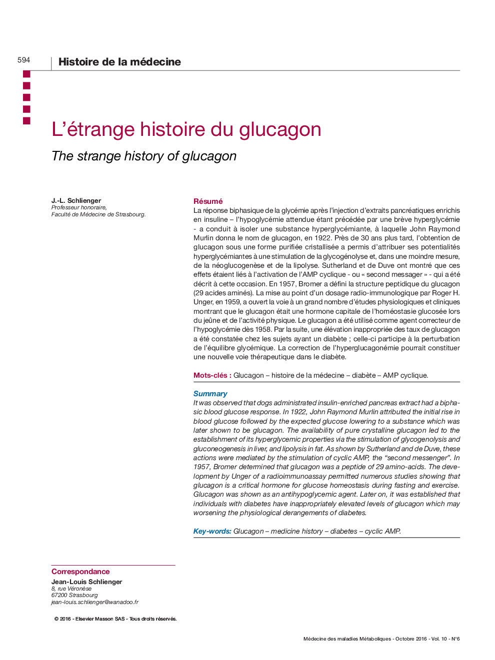 L'étrange histoire du glucagon