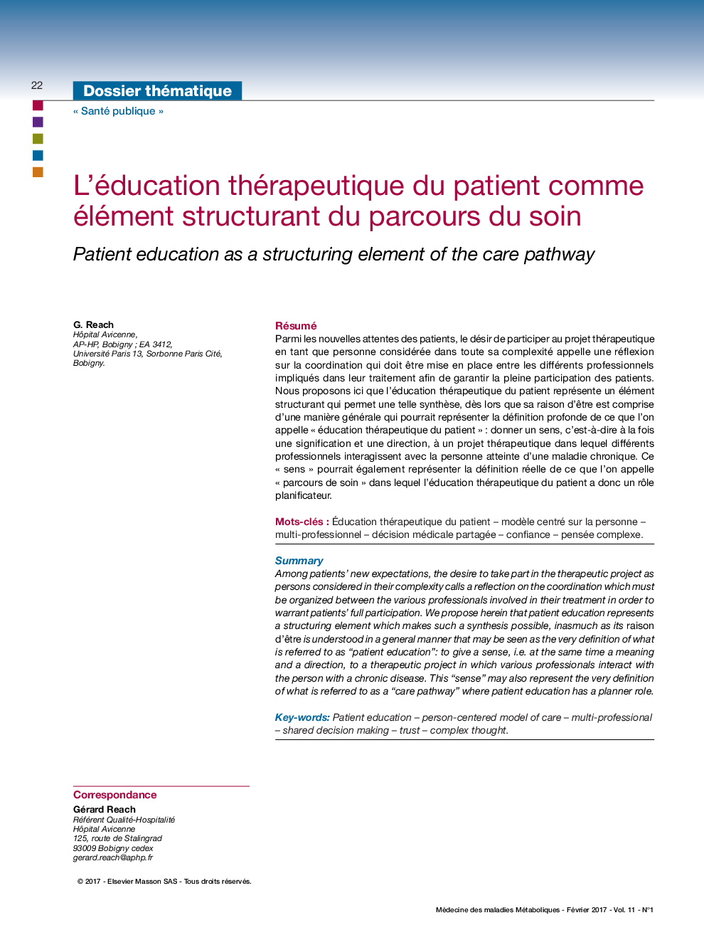 L'éducation thérapeutique du patient comme élément structurant du parcours du soin