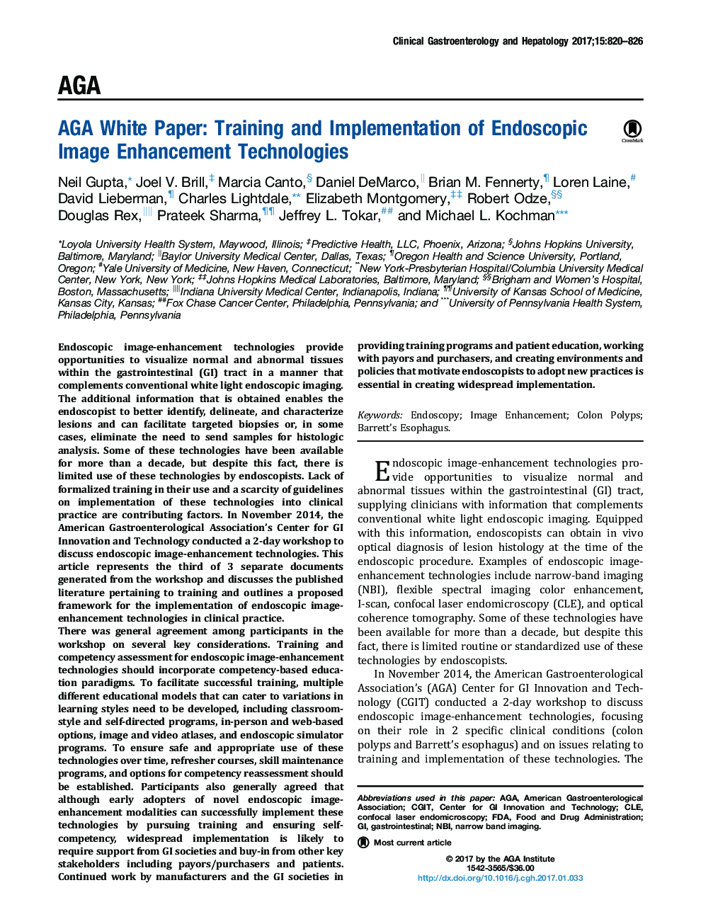 AGA White Paper: Training and Implementation of Endoscopic Image Enhancement Technologies