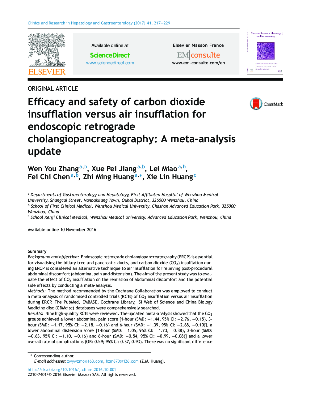 Efficacy and safety of carbon dioxide insufflation versus air insufflation for endoscopic retrograde cholangiopancreatography: A meta-analysis update