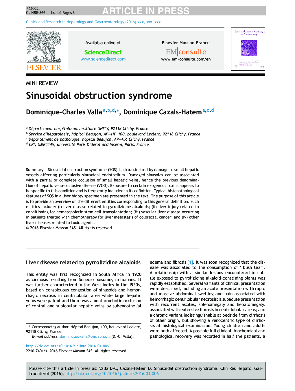 Sinusoidal obstruction syndrome