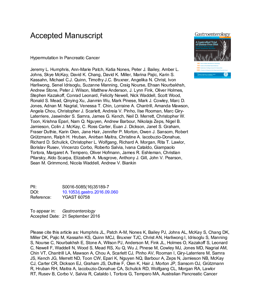 Hypermutation In Pancreatic Cancer