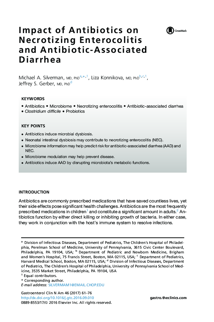 Impact of Antibiotics on Necrotizing Enterocolitis and Antibiotic-Associated Diarrhea