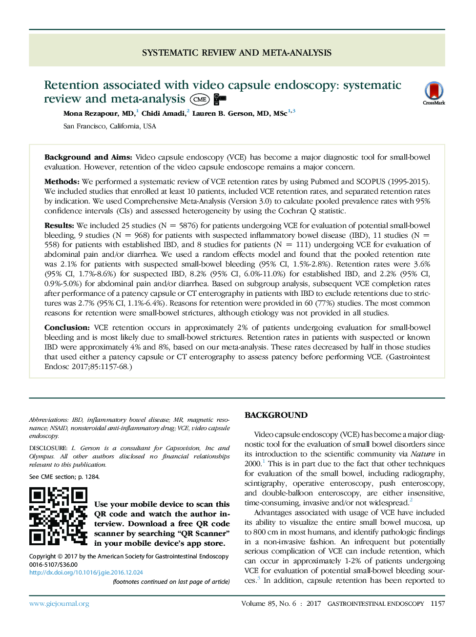 Retention associated with video capsule endoscopy: systematic review and meta-analysis