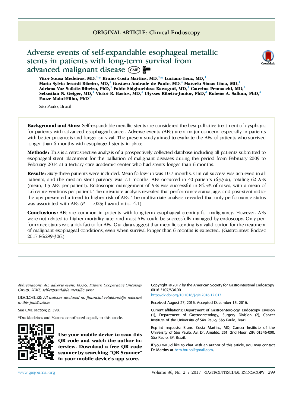 Adverse events of self-expandable esophageal metallic stentsÂ inÂ patients with long-term survival from advancedÂ malignant disease