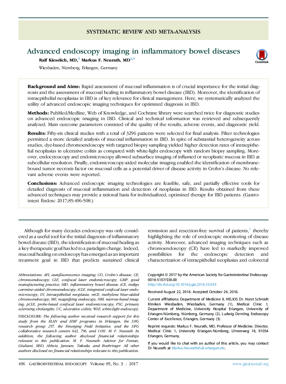 Advanced endoscopy imaging in inflammatory bowel diseases