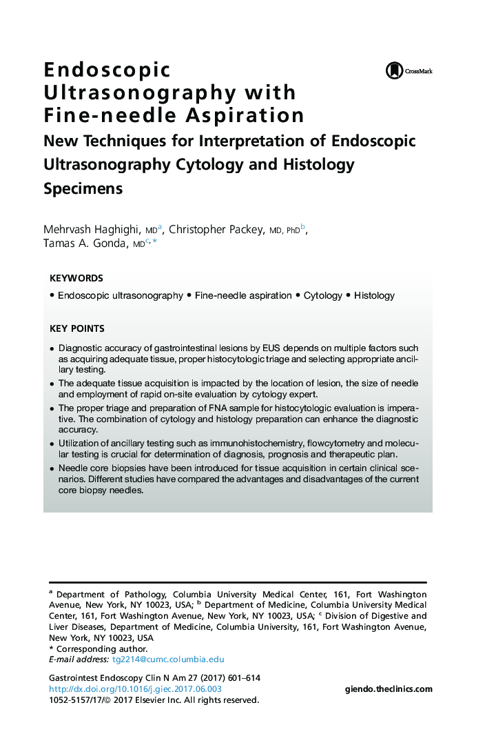 Endoscopic Ultrasonography with Fine-needle Aspiration