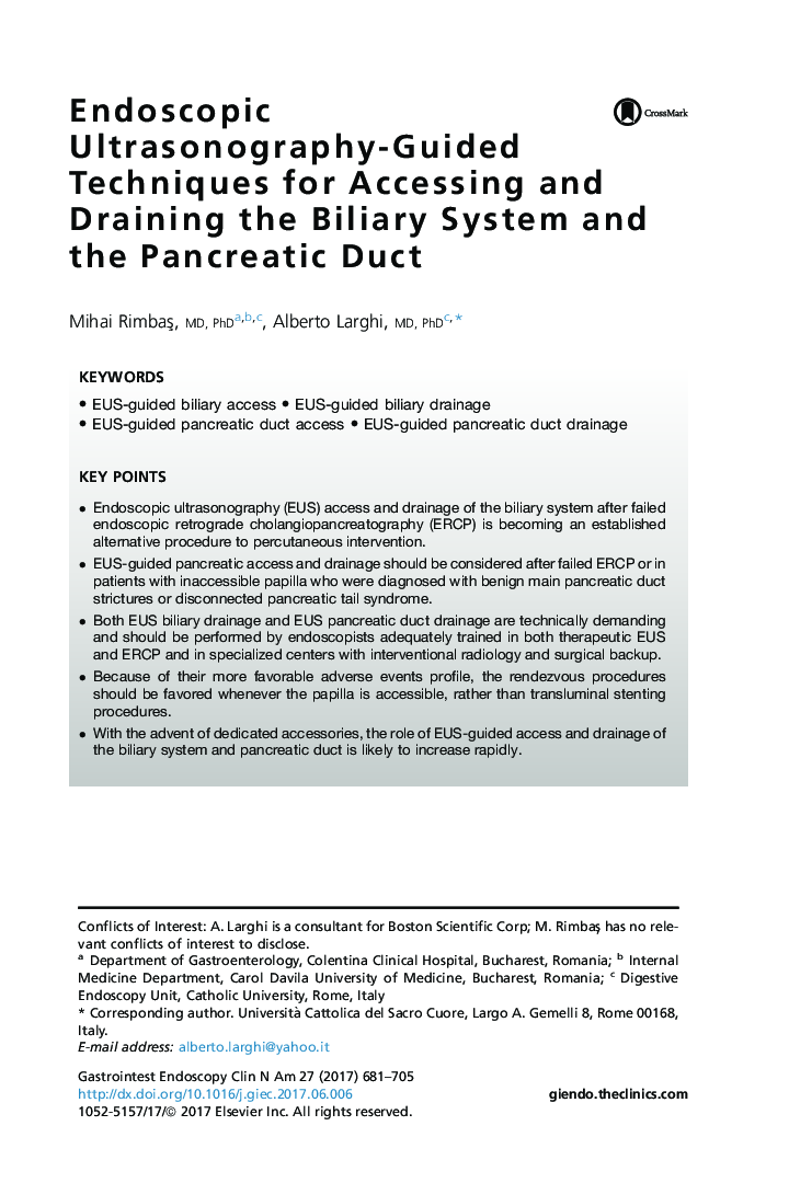 Endoscopic Ultrasonography-Guided Techniques for Accessing and Draining the Biliary System and the Pancreatic Duct