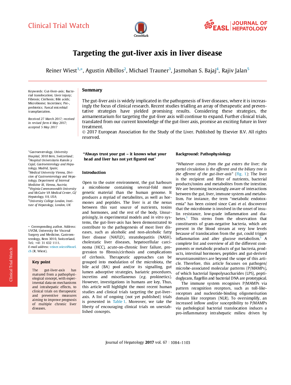 Targeting the gut-liver axis in liver disease