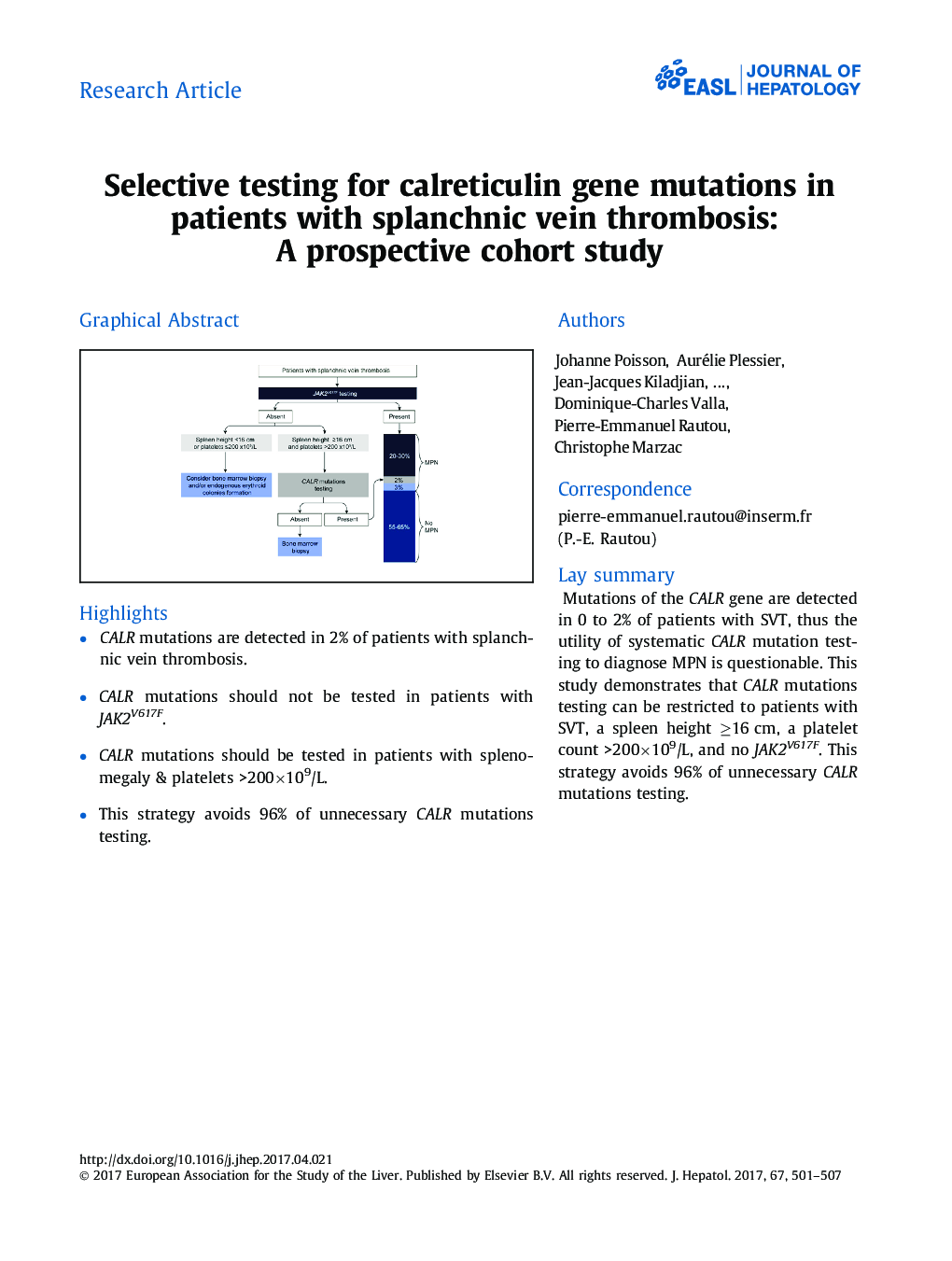 تست انتخابی برای جهش های ژن کلاترکتولین در بیماران مبتلا به ترومبوز ورید پلانژنی: یک مطالعه کوهورت آینده 