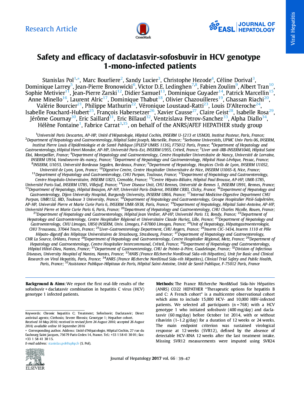 Safety and efficacy of daclatasvir-sofosbuvir in HCV genotype 1-mono-infected patients