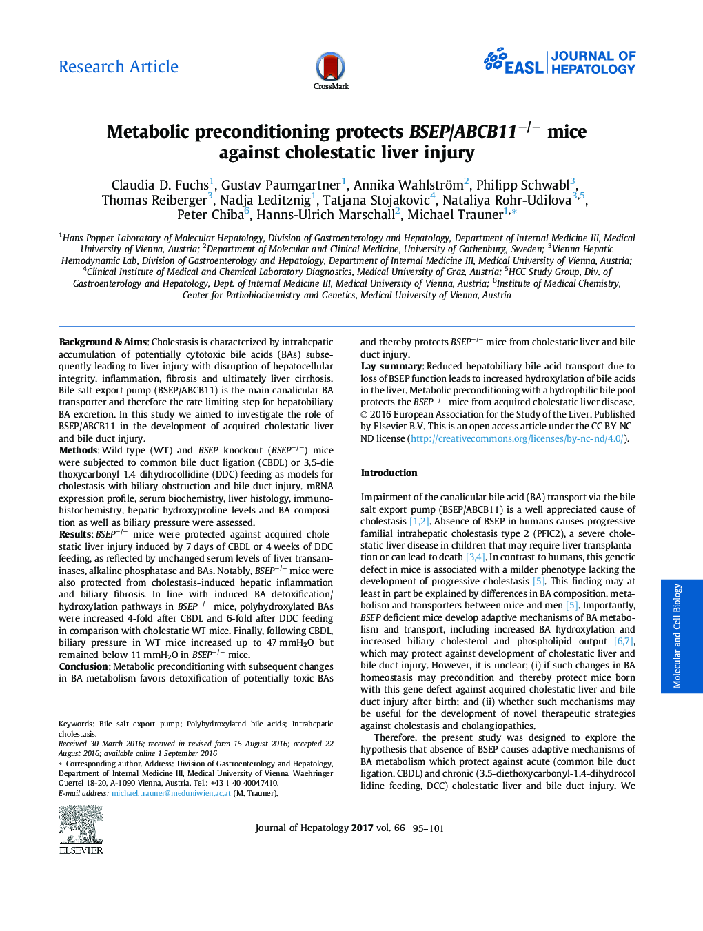 Metabolic preconditioning protects BSEP/ABCB11â/â mice against cholestatic liver injury