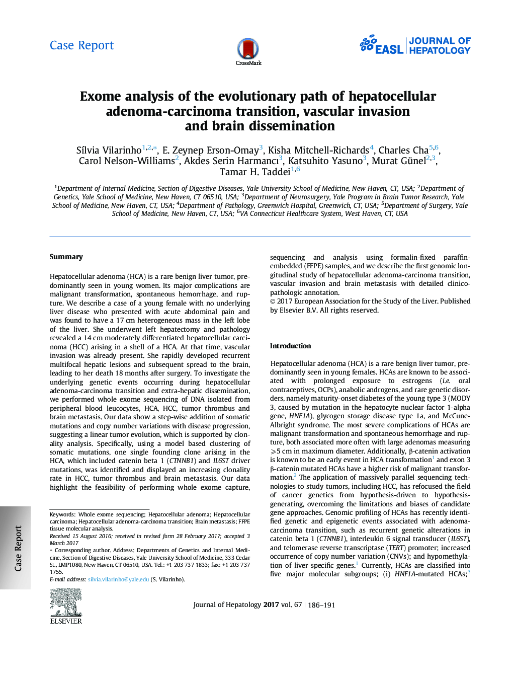 تجزیه و تحلیل عاملی از مسیر تکاملی انتقال آدرنوم-کارسینوم هپاتوسلولار، تهاجم عروقی و انتشار مغزی 