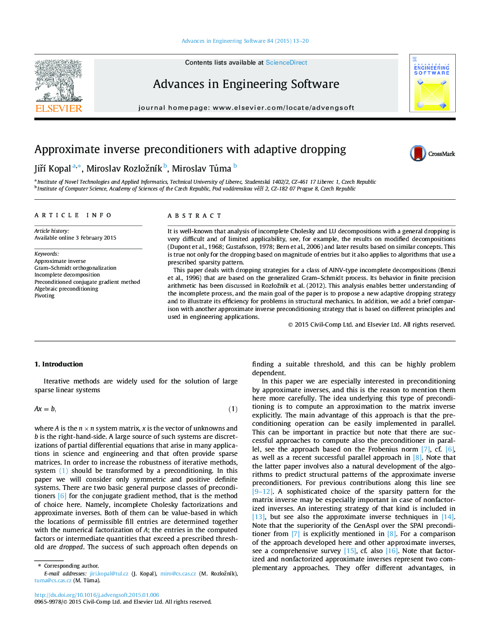 Approximate inverse preconditioners with adaptive dropping