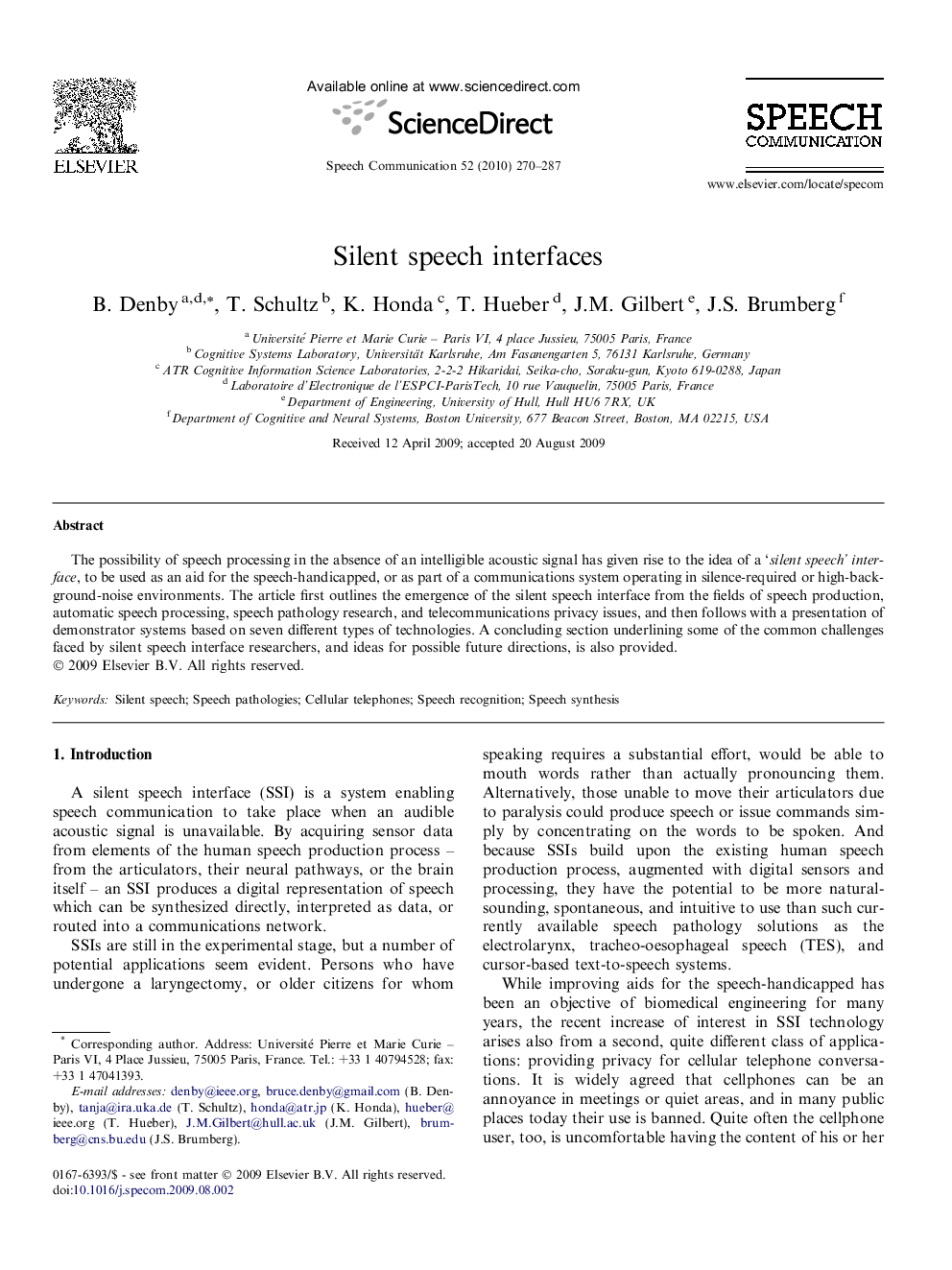 Silent speech interfaces