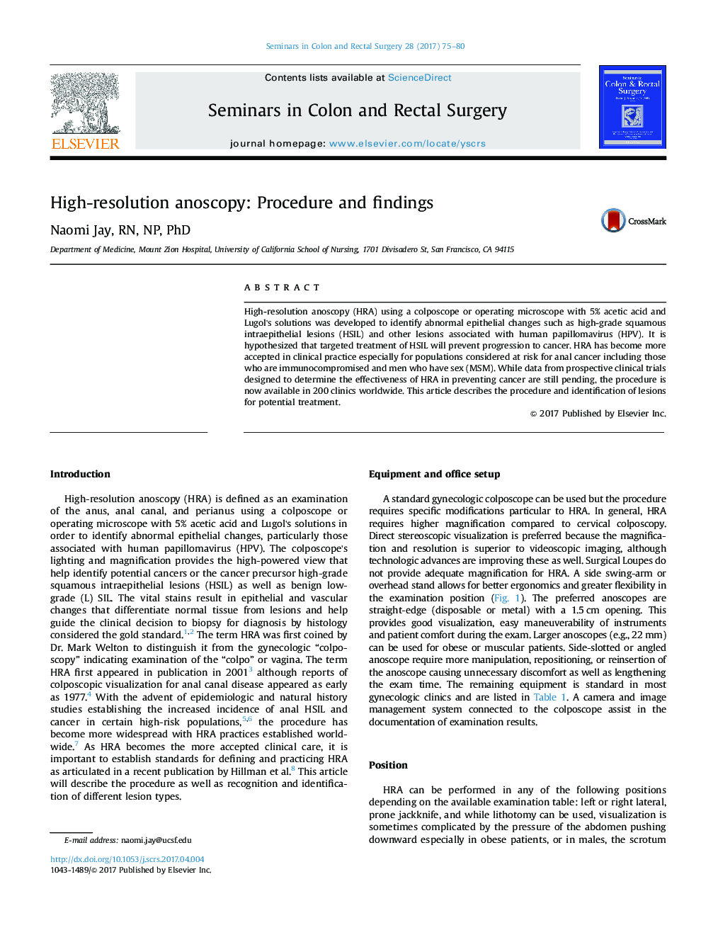 High-resolution anoscopy: Procedure and findings