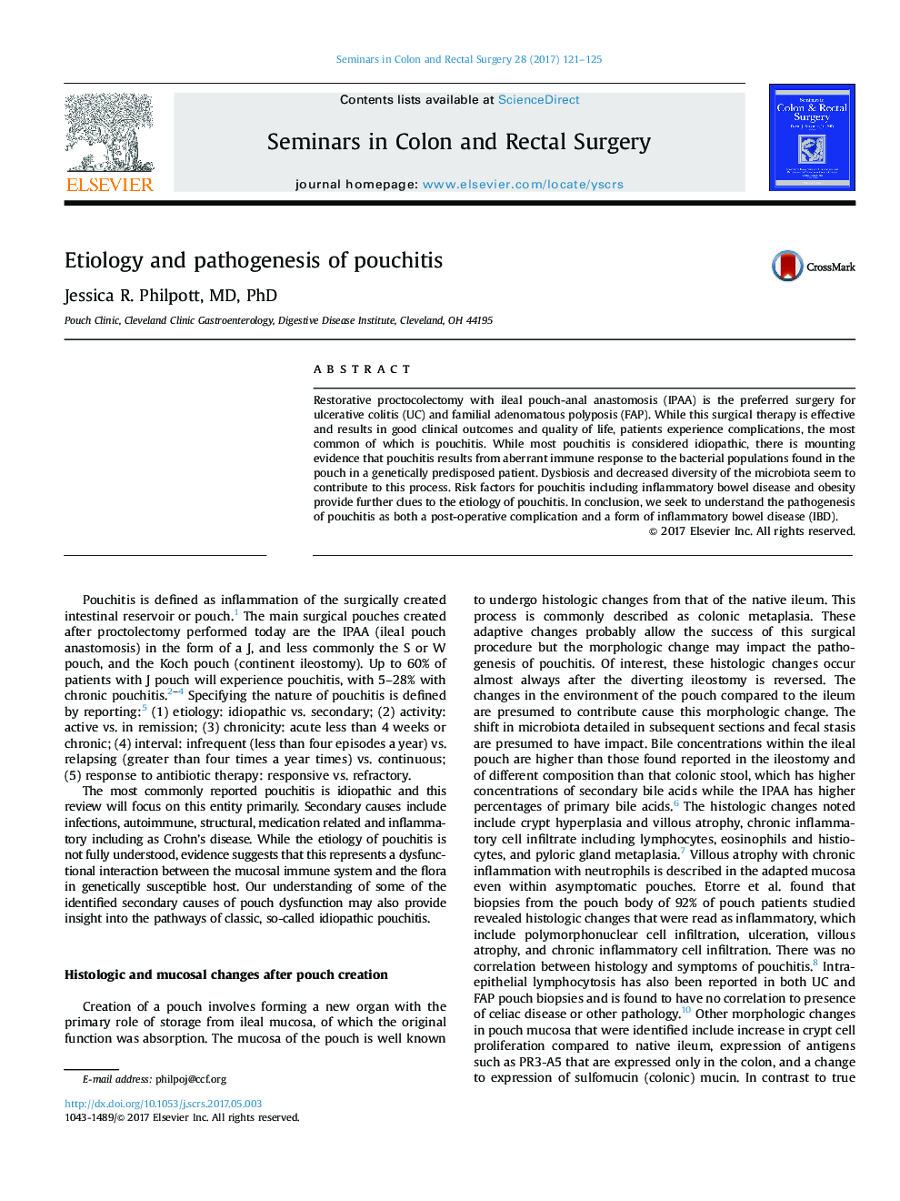 Etiology and pathogenesis of pouchitis