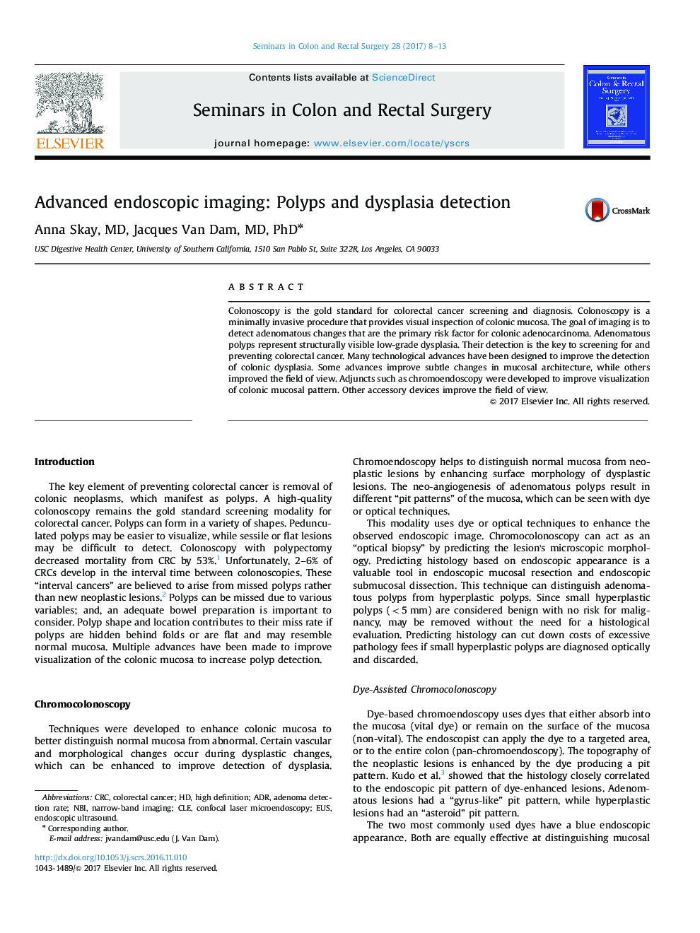 Advanced endoscopic imaging: Polyps and dysplasia detection