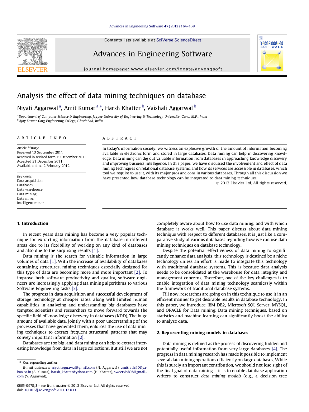 Analysis the effect of data mining techniques on database