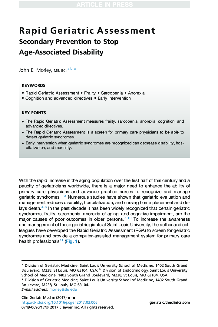 Rapid Geriatric Assessment