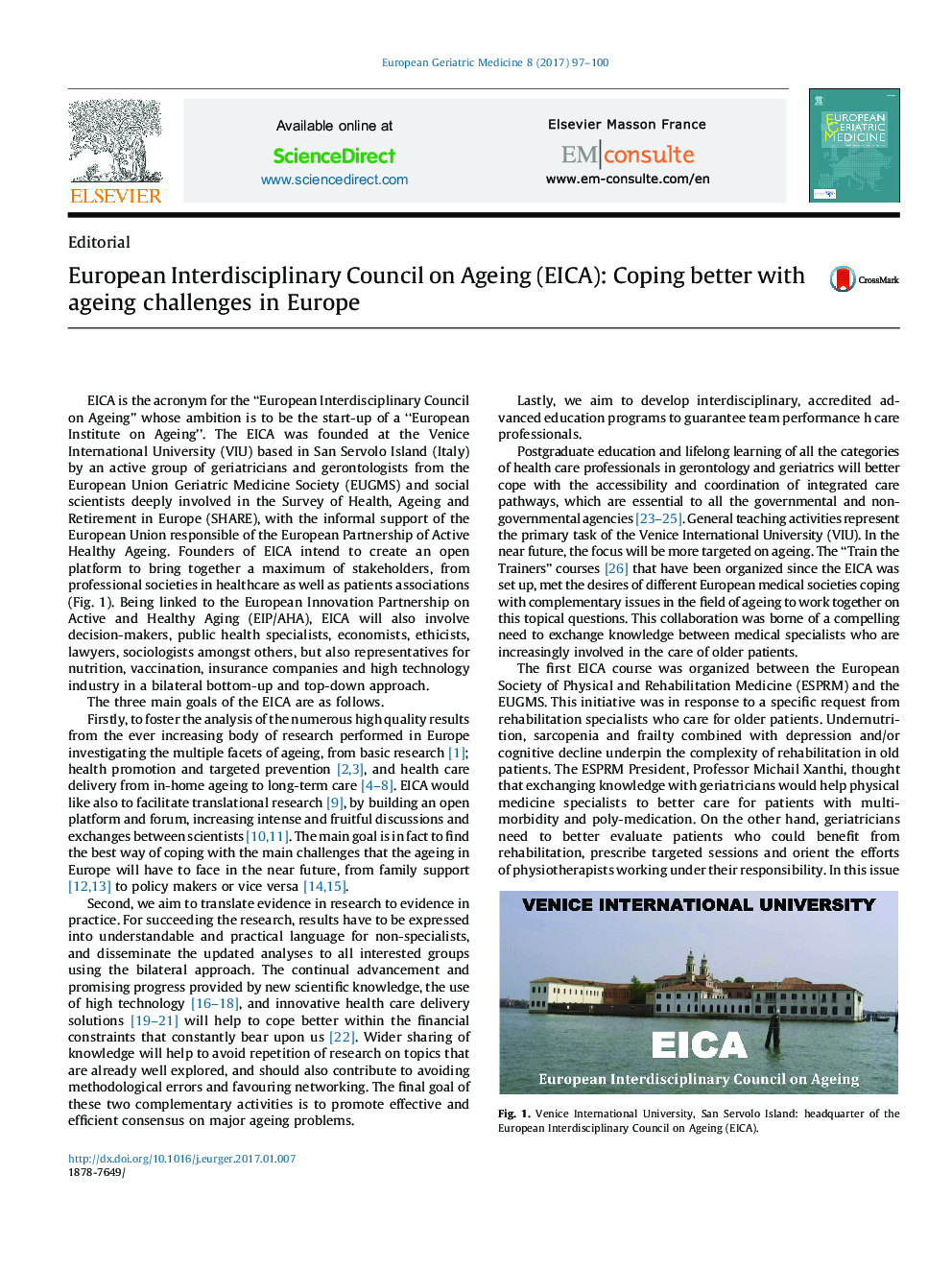 European Interdisciplinary Council on Ageing (EICA): Coping better with ageing challenges in Europe